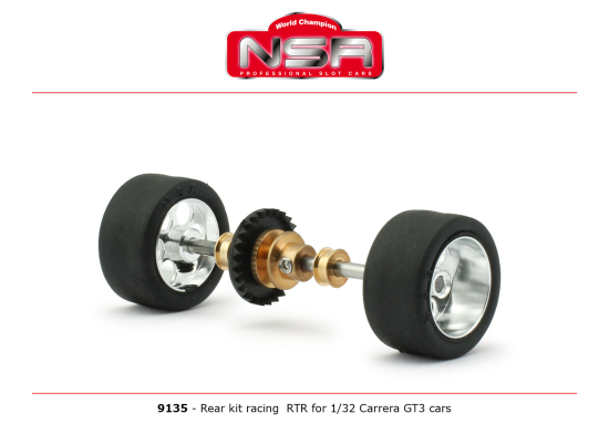 NSR Hinterradachse Set mit Alufelgen 3/32 für Carrera GT3 Cars