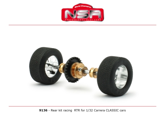 NSR Hinterradachse Set mit Alufelgen 3/32 für Carrera Classic Cars