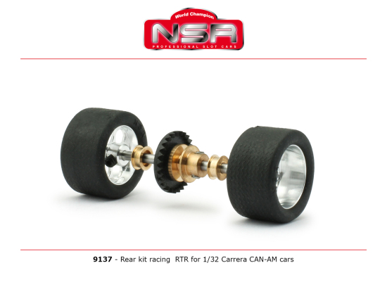 NSR Hinterradachse Set mit Alufelgen 3/32 für Carrera Can-Am Cars