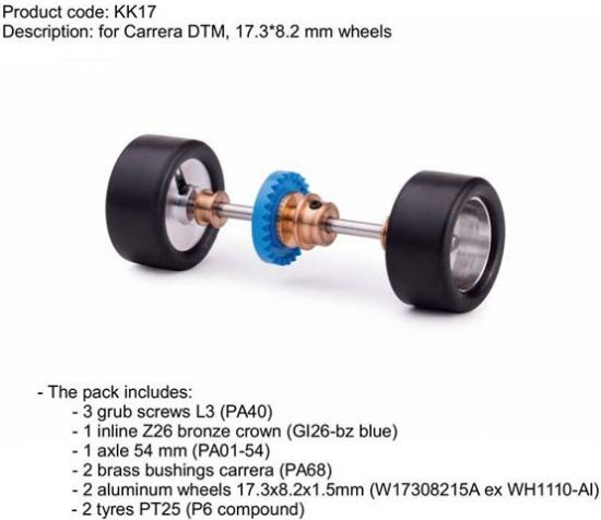 Preview: Hinterradachse Set Inliner 26Z u.Ø17,3 x 8,2 x 1,5 mm Alufelgen f.Carrera DTM