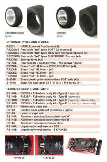 Preview: Revo Slot 1/32 F333SP White Kit Typ D mit kleinen Scheinwerfern  RS0041D