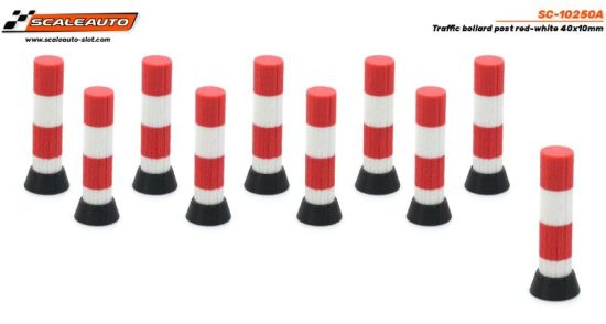 Scaleauto Markierungspfosten 40x10mm rot-weiß, 10 Stück