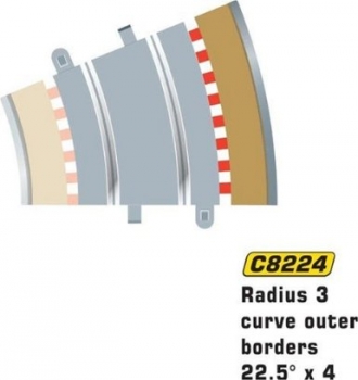 Scalextric Randstreifen mit Leitplanke 22,5`X4 Radius aussen Art. 8224