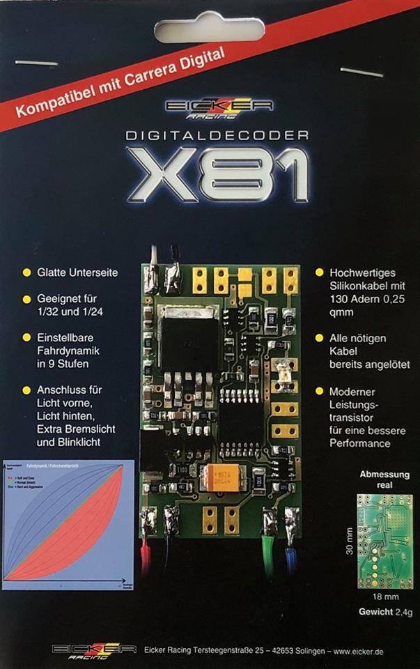 Eicker Racing X81 V1.2 Digital Decoder 973200A kompatibel mit Carrera 