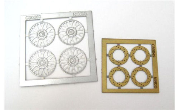 Ninco 4x Radkappe BBS + Bremscheiben F-1 Cart 80726