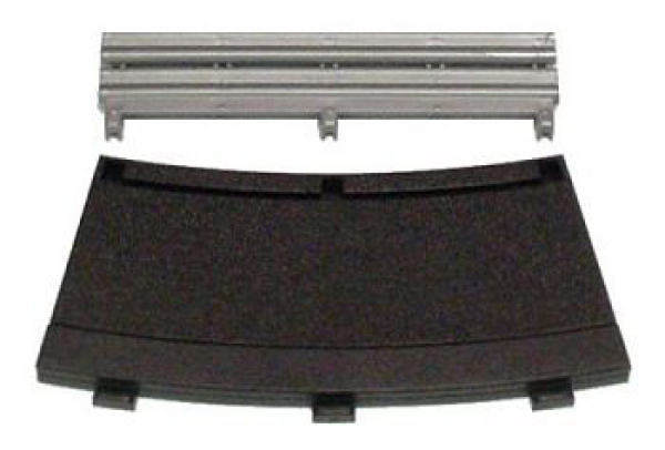 Scalextric Randstreifen Schwarz mit Leitplanke 22,5`X4 Radius innen Art. 8287