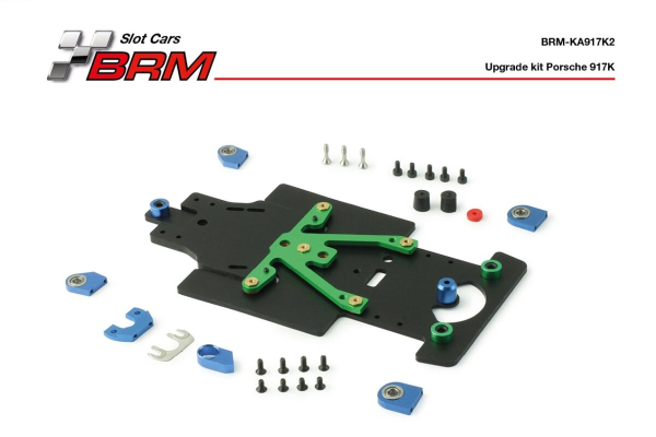 BRM Fahrwerk-Upgrade Kit 1:24 BRM f.Slotcar BRM 512M m.Aluminium-Chassis z.Umrüstung auf neue Technik/Fahrwerksausführung!
