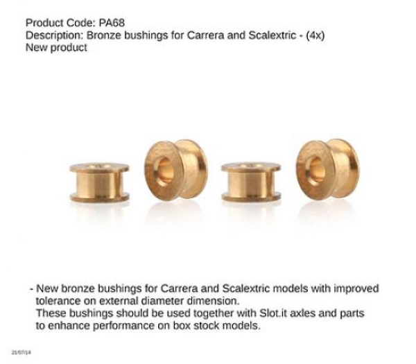 Slot it Achslager für Carrera ,Scalextric 4,75mm für 2,38 Achse 4Stück PA68